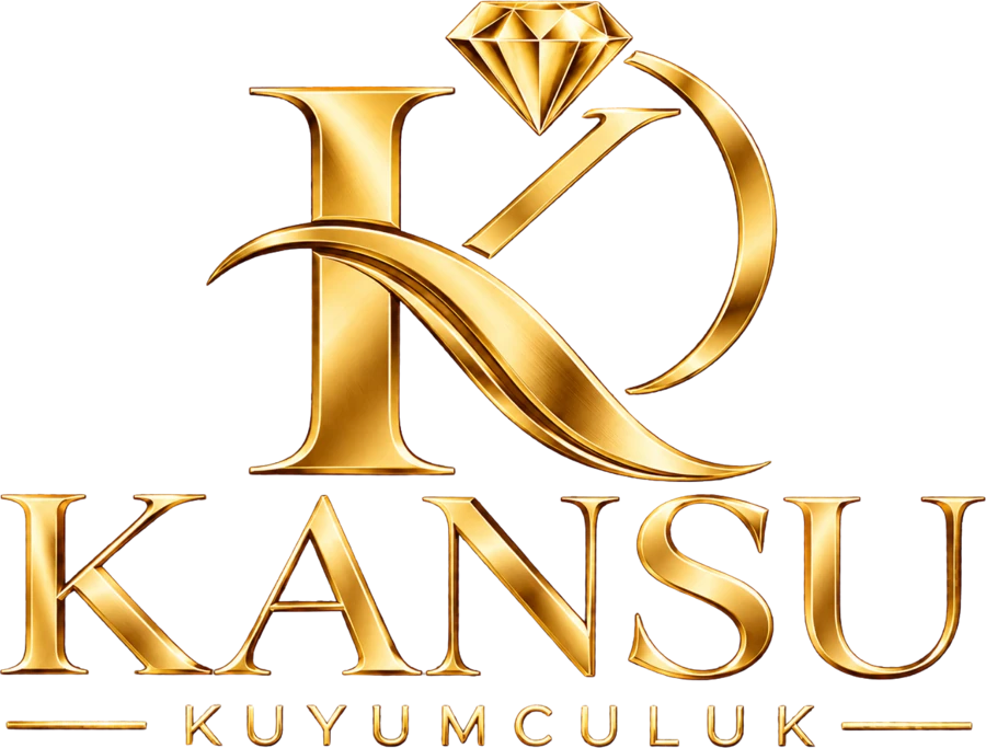 Kansu Kuyumculuk logosu: altın K harfi ve pırlanta yüzük